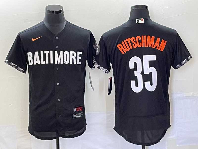Men's Baltimore Orioles #35 Adley Rutschman Black 2023 City Connect Flex Base Stitched Jerseys